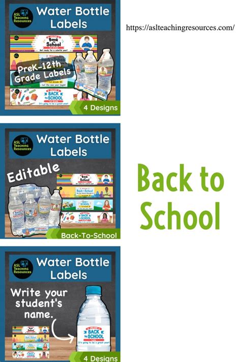 Water Bottle Labels Back to School Editable | ASL in 2022 | Back to school, School water bottle ...