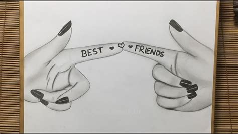 Friendship Day Drawing // How to Draw Best Friends Hand ( Step by Step ...