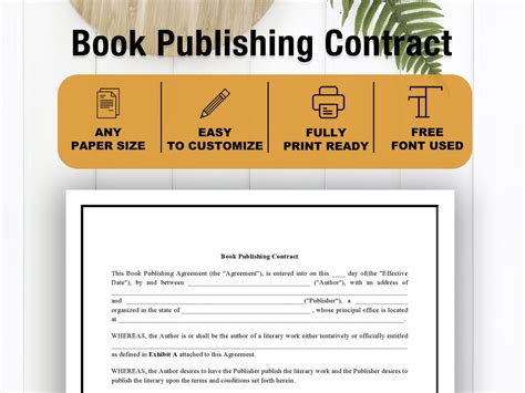 Book Publishing Contract Template Editable Instant Download - Etsy