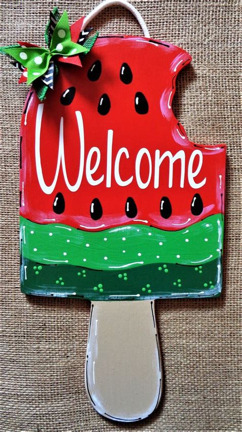 Welcome POPSICLE Watermelon SIGN Wall Art Door Hanger Plaque Pool ...