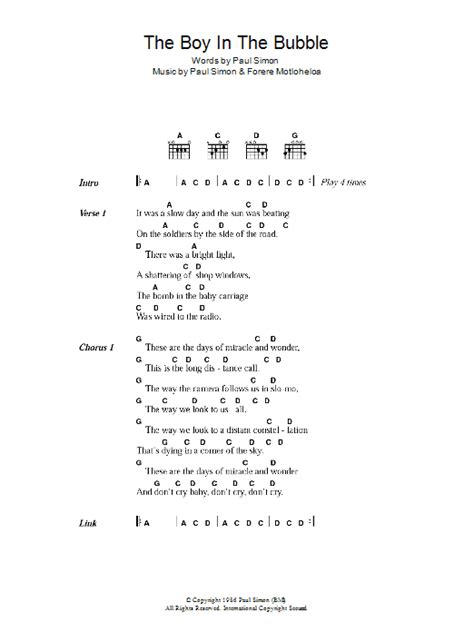 The Boy In The Bubble by Paul Simon - Guitar Chords/Lyrics - Guitar ...