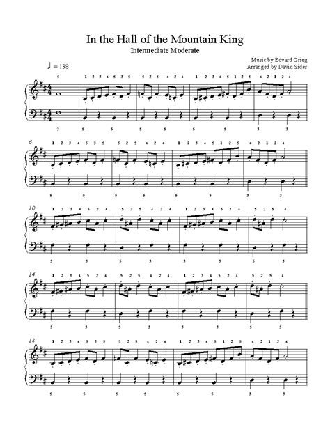 In the Hall of the Mountain King by Edvard Grieg Sheet Music & Lesson ...