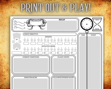 DnD Dungeons & Dragons Campaign Planner DnD Printable DnD | Etsy