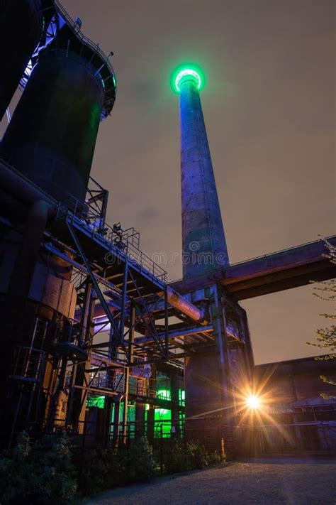 Landschaftspark Duisburg Germany Illuminated at Night Stock Photo - Image of landscape, blast ...