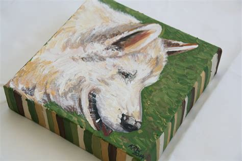 Original Acrylic Painting 6x6 Wolf Art, Timber Wolf Artwork, Mini ...