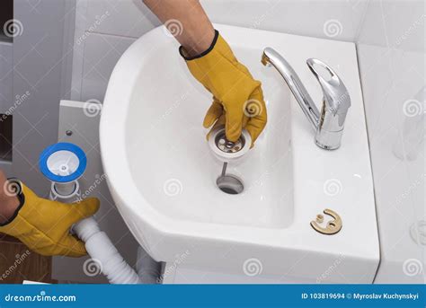 Installation of a Siphon for a Sink Stock Photo - Image of siphon ...