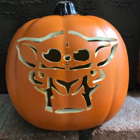 Baby Yoda Pumpkin Template