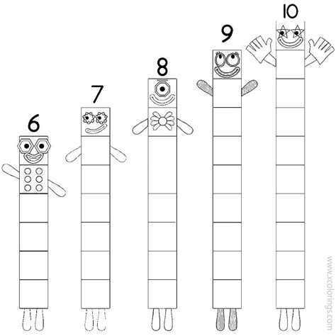 Numberblocks Coloring Pages 6 7 8 9 10 - XColorings.com