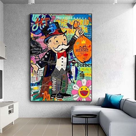 Graffiti Wall Art Money Canvas Paintings Alec Monopoly Posters - Etsy