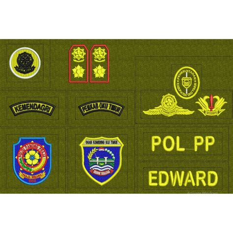 Jual SATU SET BET BORDIR POL PP / BET SATPOL PP TIMBUL / BADGE POL PP ...