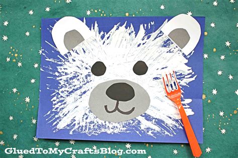 Fork Painted Polar Bear Craft