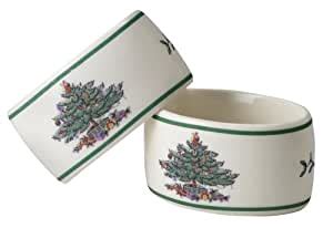 Amazon.com: Spode Christmas Tree Napkin Rings, Set of 4: Kitchen & Dining