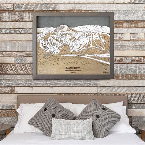 3D Sugar Bowl CA Ski Trail Map Skiing Art, Ski Slope Map Art, Engraved ...