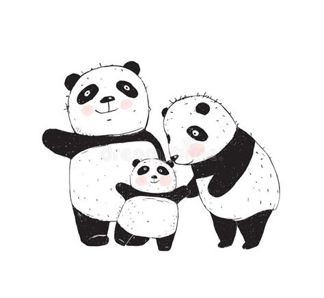 Cute Panda Family Father Mother And Baby. Stock Vector - Illustration of nature, illustrationn ...