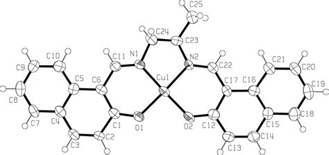 The molecular structure of the title copper(II) complex. Displacement... | Download Scientific ...