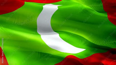 Maldives Island flag. National 3d Maldives flag waving. Sign of ...