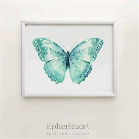 Teal Butterfly wall art Teal room decor PRINTABLE Butterfly | Etsy