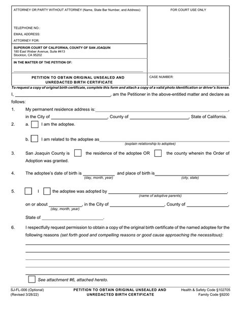 Form SJ-FL-006 - Fill Out, Sign Online and Download Fillable PDF, County of San Joaquin ...