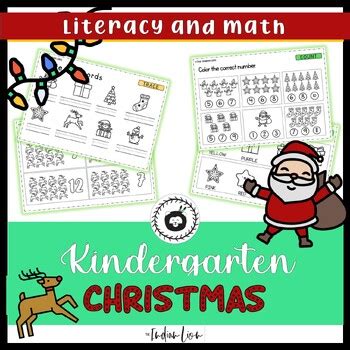 Christmas literacy and math booklet for kindergarten by The Indian Lion