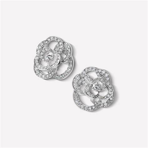 Camélia earrings - Fil de Camélia earrings in 18K white gold and ...