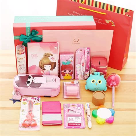 Lovely fashion 16 pieces Stationery set gift box, stationery box, children's primary school ...