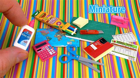 DIY Realistic Miniature Back To School Supplies Pack | DollHouse - YouTube