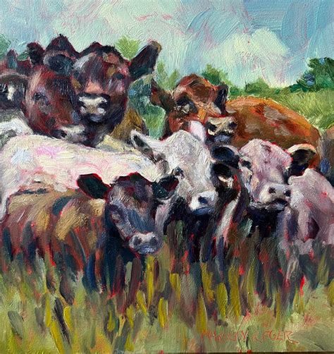 Cow Oil Painting, All Original Cow Painting, Ranch Painting, Impressionistic, Country ...