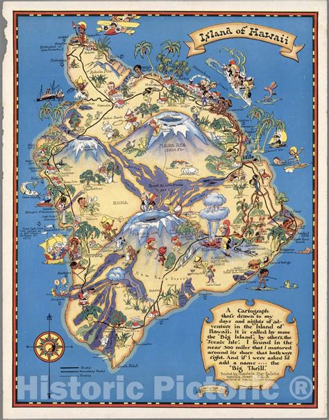 Historic Map : Hawaiian Islands, Island of Hawaii. 1931 - Vintage Wall ...