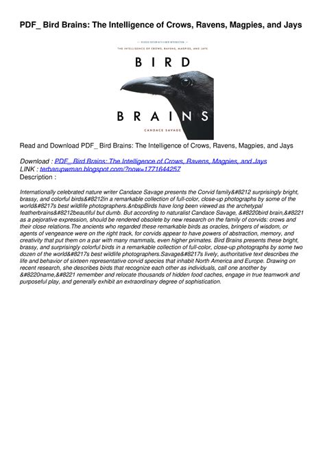 PDF_ Bird Brains: The Intelligence of Crows, Ravens, Magpies, and Jays ...