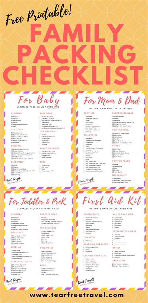 The Ultimate Printable Family Vacation Packing Checklist | Vacation packing checklist, Family ...