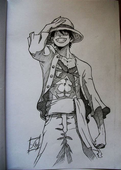 Luffy Ink by Andrian91 | Anime drawings, Anime sketch, Sketches