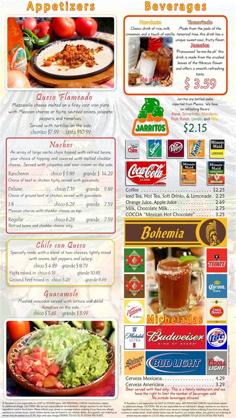 El Ranchero Mexican Restaurant menu in La Porte, Texas, USA