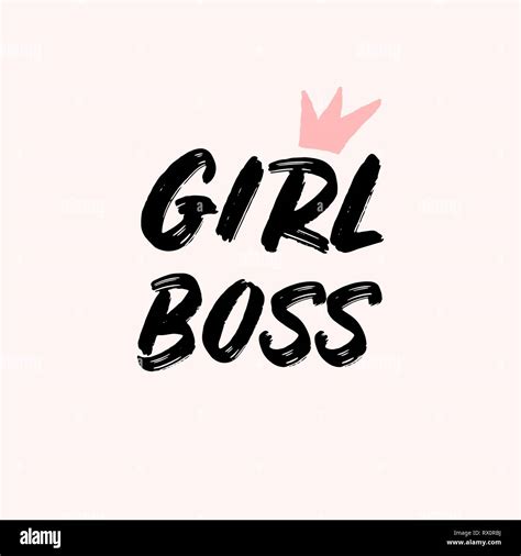 Girl Boss - typographic design square template in pastel pink, cream and black. Inspirational ...