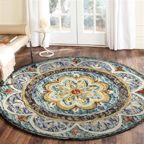 Canora Grey Round Padula Floral Handmade Tufted Wool Brown/Blue/Beige Area Rug & Reviews | Wayfair