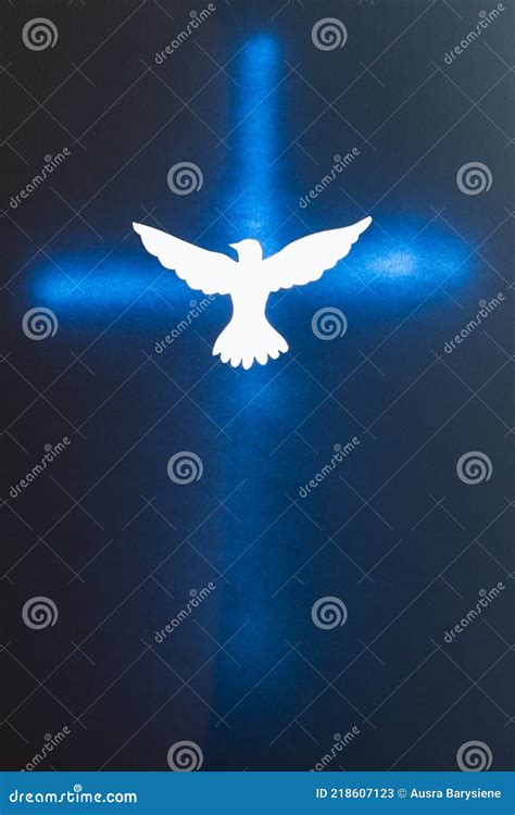 White Dove Silhouette Over a Shining Cross Stock Image - Image of ...