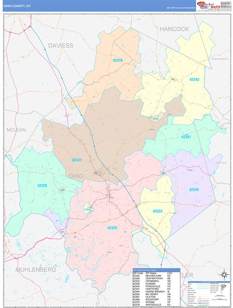 Ohio County, KY Wall Map Color Cast Style by MarketMAPS