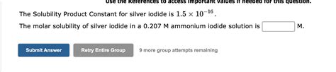 Solved The Solubility Product Constant for silver iodide is | Chegg.com