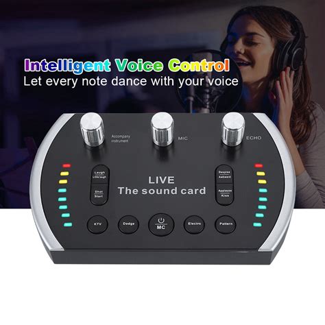 YLSHRF Intelligent Voice Control Colorful Light Voice Changer Live Sound Card Microphone, Voice ...