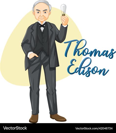 Thomas edison cartoon character Royalty Free Vector Image