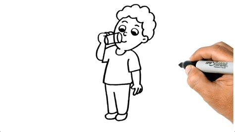 How to Draw a BOY DRINKING WATER Easy and Simple - YouTube