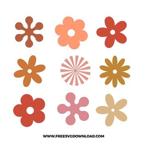 Retro Flower Free SVG Files | Flower svg files, Flower svg, Free svg