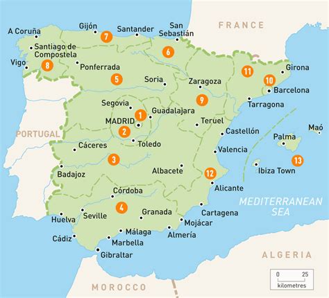 Harta Spaniei rute auto - Harta-Europei.com