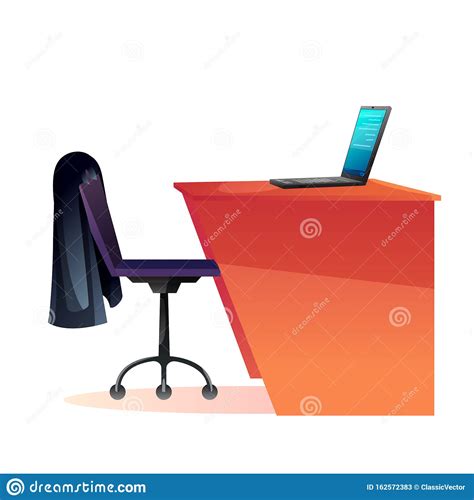 Empty Office Workplace Flat Vector Illustration Stock Vector ...