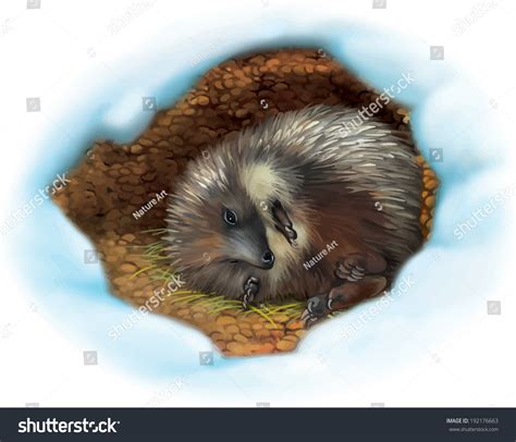 Hedgehog Sleeping Winter Isolate On White Stock Vector (Royalty Free ...