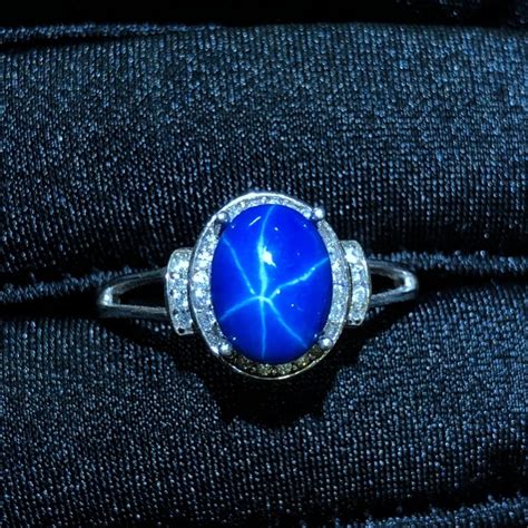 Natural Blue Star Sapphire Engagement Rings for Women 7x9mm | Etsy