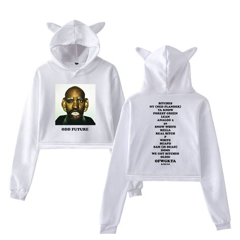 Odd Future Merch Tyler the Creator Vol 2. Girl's Cute Cat Ear Cropped Pullover Hoodie Hooded ...