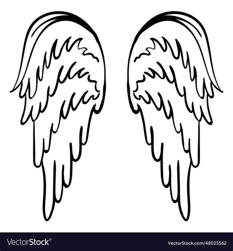 Classic angel wings outline Royalty Free Vector Image