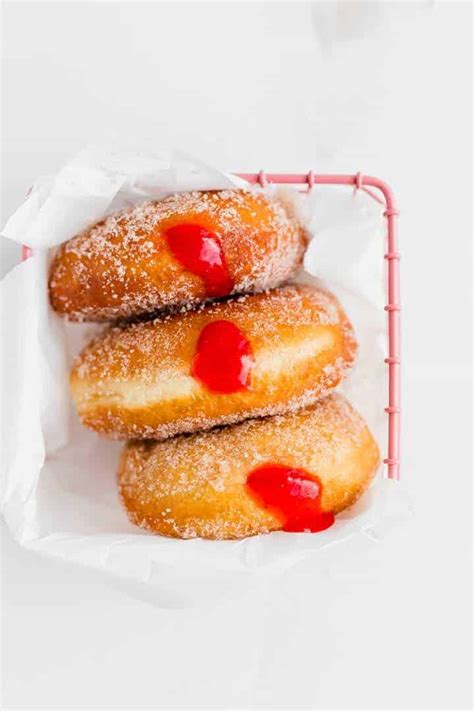 Strawberry Rhubarb Jelly Filled Donuts Recipe | Aline Made