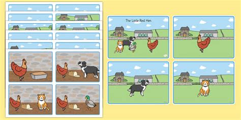 The Little Red Hen Story Sequencing Cards (Teacher-Made)