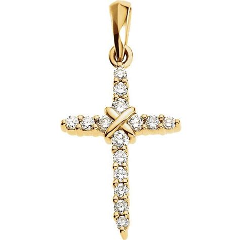 14K Yellow Gold Cross & Diamond Pendant - 602PG65075